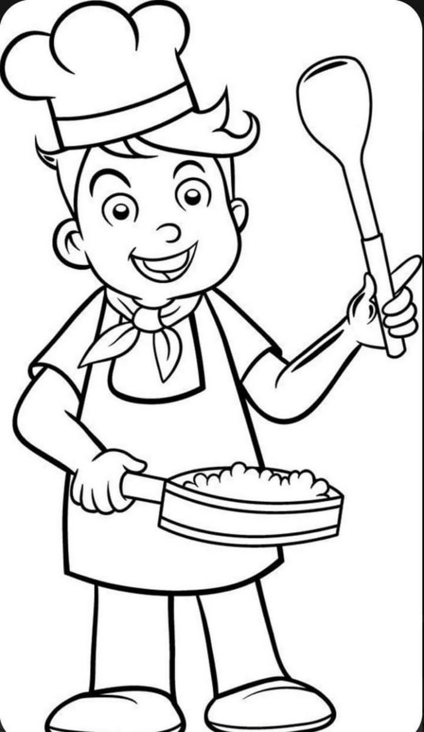 Tranh tô màu nghề nghiệp đầu bếp