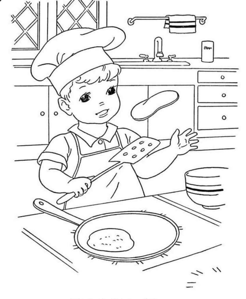 Tranh tô màu nghề nghiệp thợ làm bánh