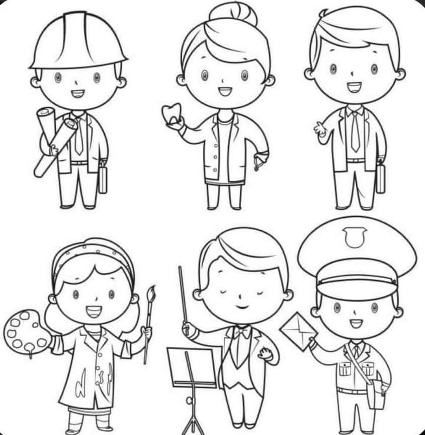 Tranh tô màu nghề nghiệp cho bé trai