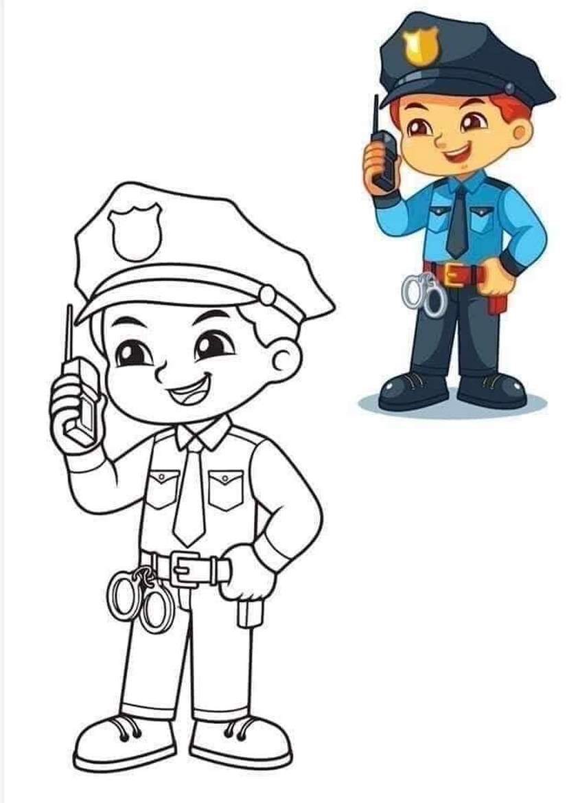 Tranh tô màu nghề nghiệp cảnh sát
