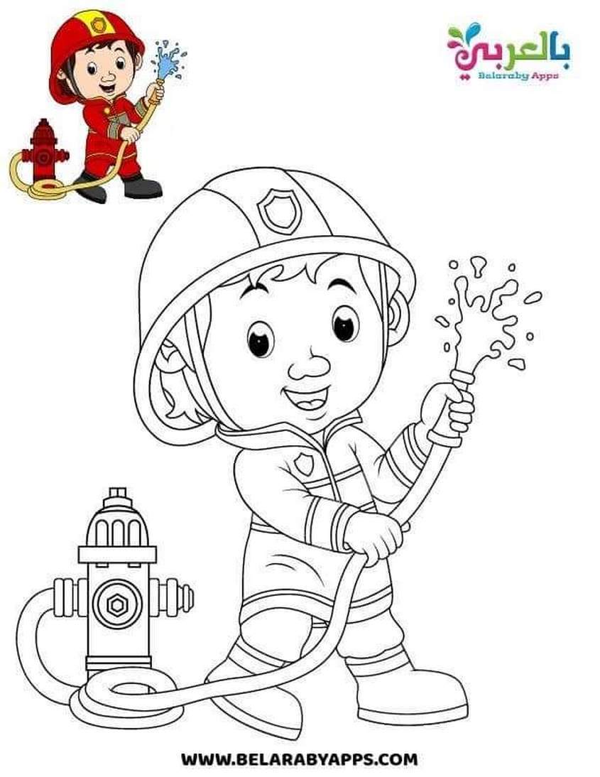 Tranh tô màu nghề nghiệp lính cứu hỏa