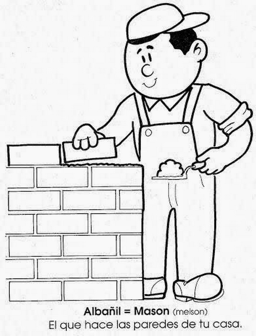 Tranh tô màu nghề nghiệp thợ xây