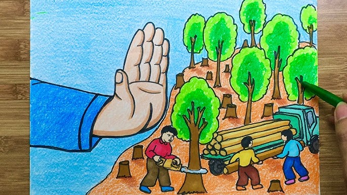 Tranh mẫu 1: Bảo vệ rừng