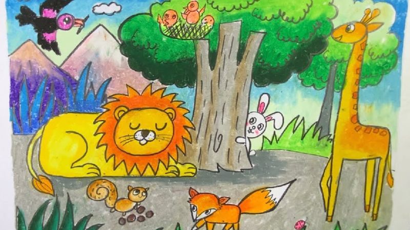 Tranh mẫu 1: Bảo vệ môi trường động vật hoang dã