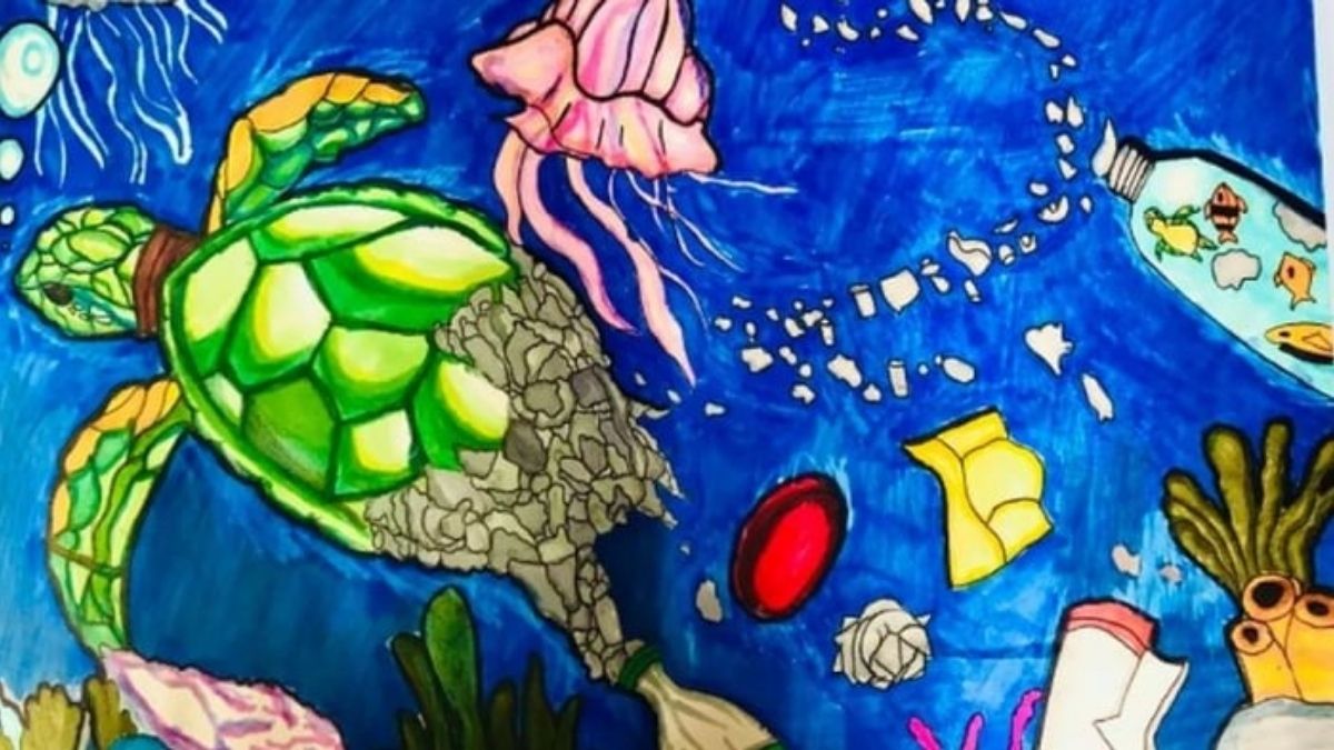 Tranh mẫu 2: Ý tưởng vẽ tranh bảo vệ nguồn nước, biển cả