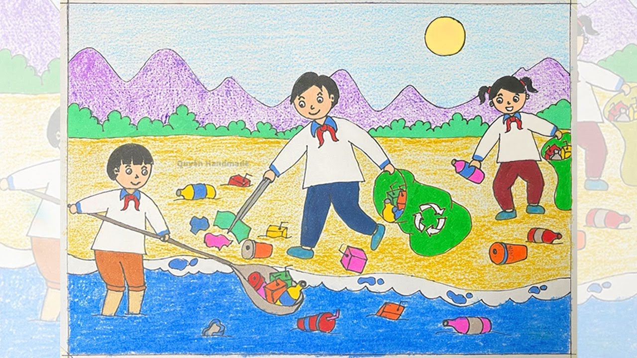 Tranh mẫu 9: Ý tưởng vẽ tranh bảo vệ nguồn nước, biển cả