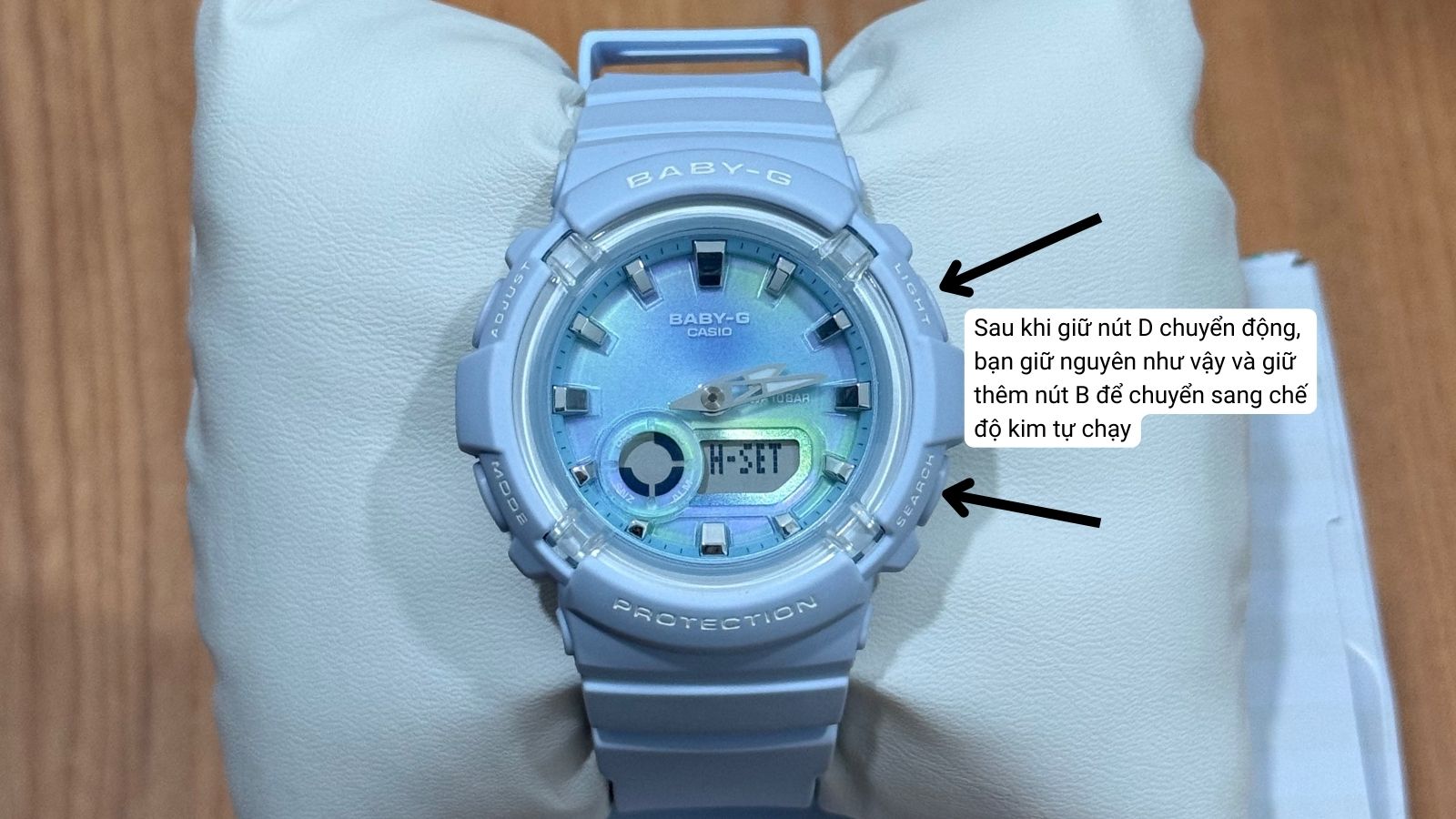 Giữ nút D cho tới khi kim bắt đầu xoay Giữ nút D cho tới khi kim bắt đầu xoay