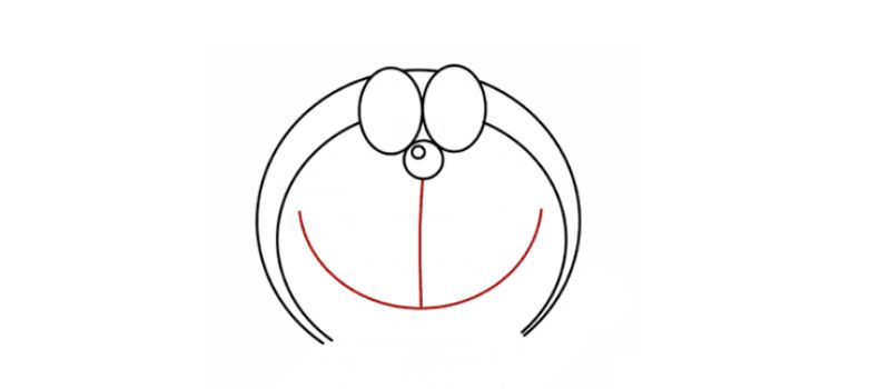 Vẽ miệng đang cười cho Doraemon.