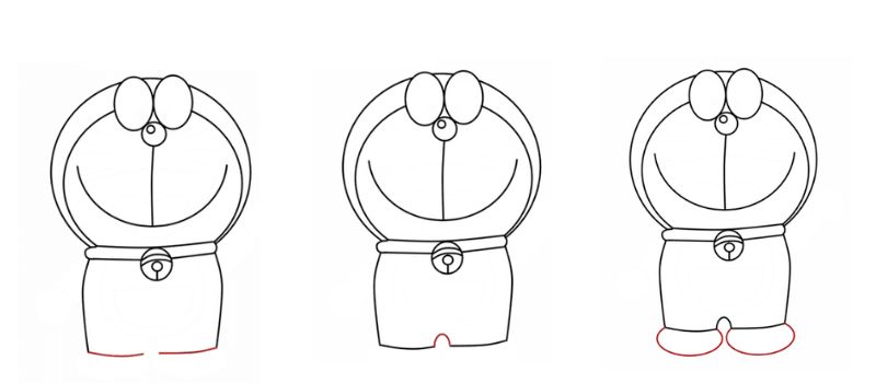 Vẽ 2 chân tròn xoe cho mèo máy