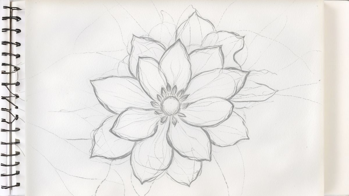 bắt đầu vẽ các cánh hoa bằng những đường cong mềm mại