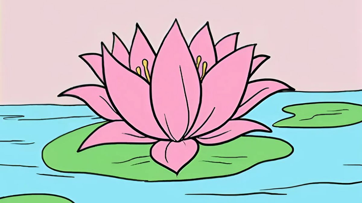 Cách vẽ hoa sen nở trong ao