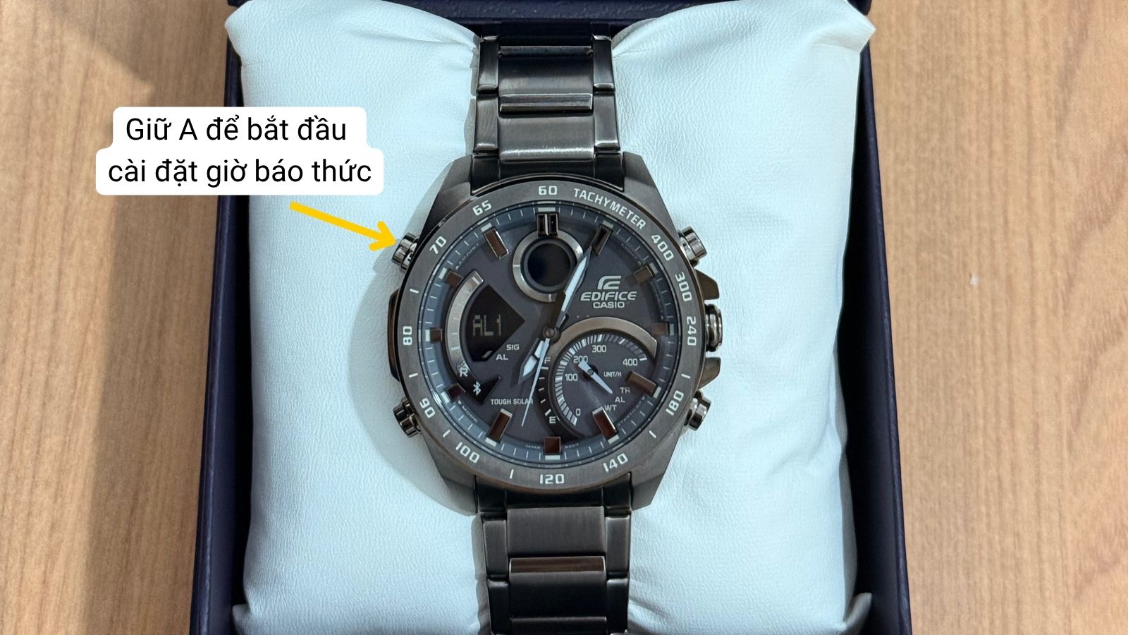 Giữ A trong 2 gi&acirc;y để v&agrave;o chế độ c&agrave;i đặt