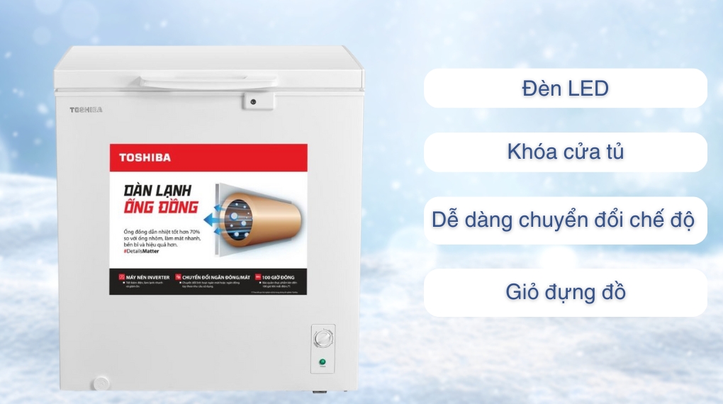 Tủ đông Toshiba Inverter 201 lít GR-RC265CM-PMV(01) sở hữu nhiều tiện ích giúp sử dụng tiện lợi hơn