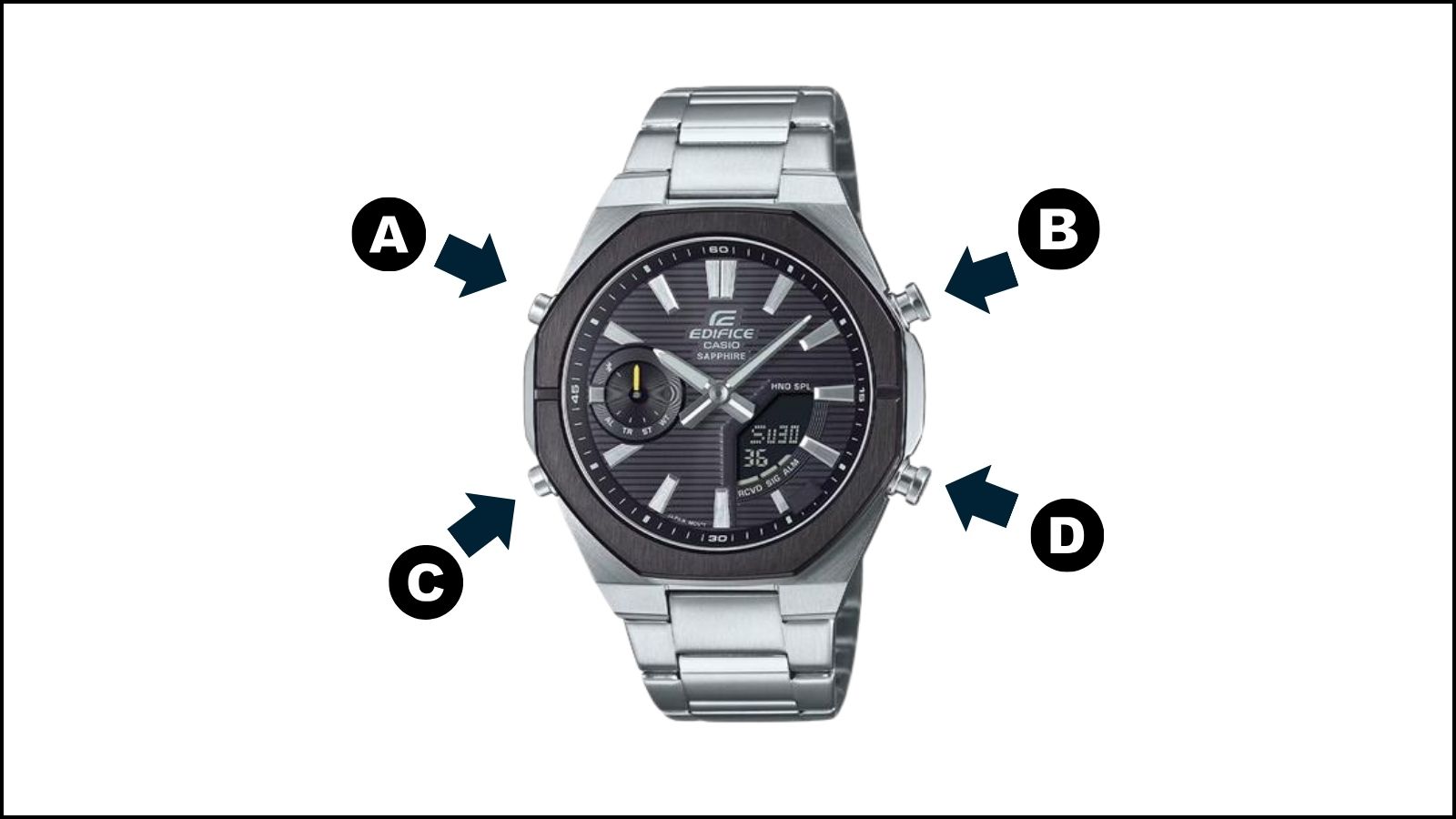 4 n&uacute;t chức năng của đồng hồ Edifice ECB-S10DB-1ADF