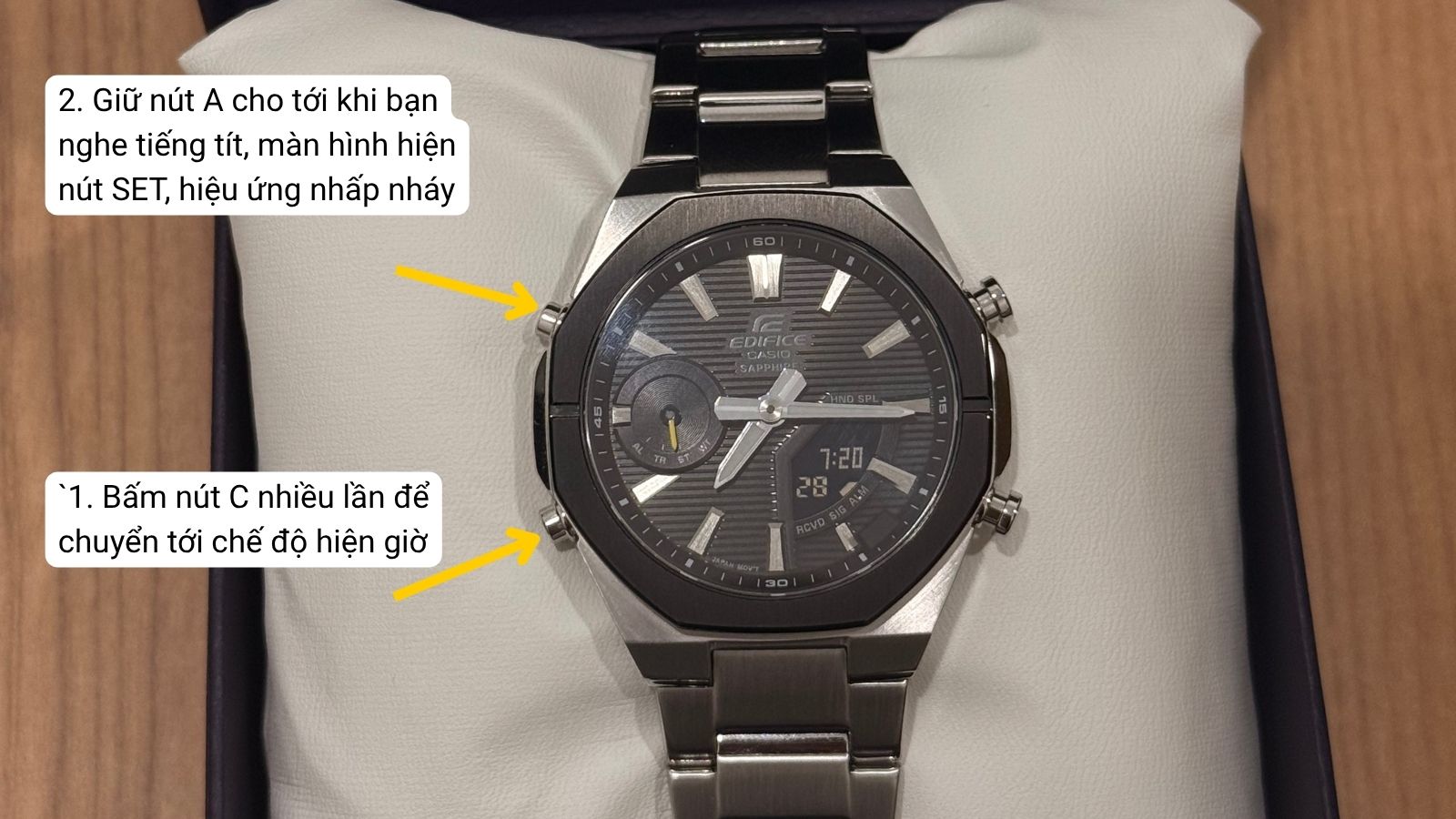 C&aacute;c bước để mở chế độ chỉnh giờ