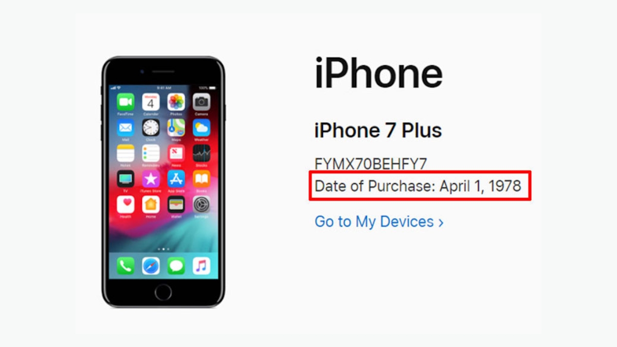 iPhone 1978 hiển thị ng&agrave;y k&iacute;ch hoạt l&agrave; 01/04/1978