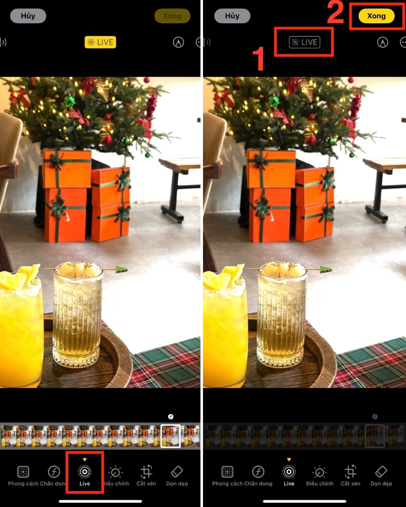 Tắt biểu tượng Live Photo