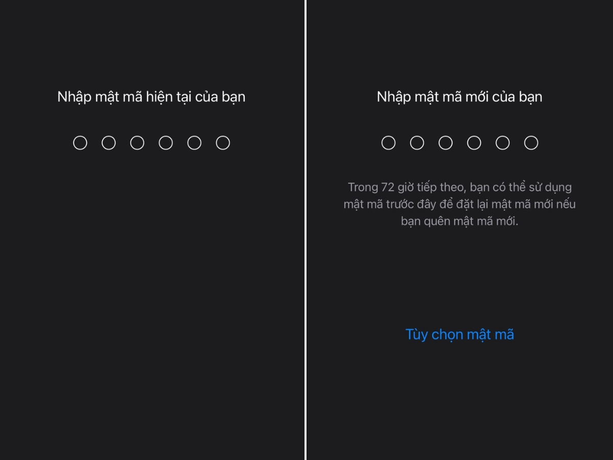 Đặt mật mã mới Đặt mật mã mới