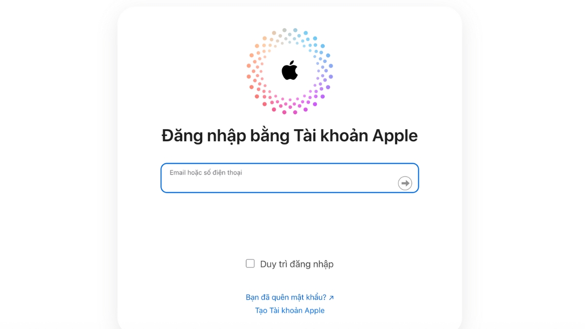 Đăng nhập bằng Apple ID Đăng nhập bằng Apple ID