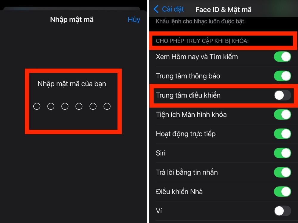 Tắt mục Trung t&acirc;m điều khiển