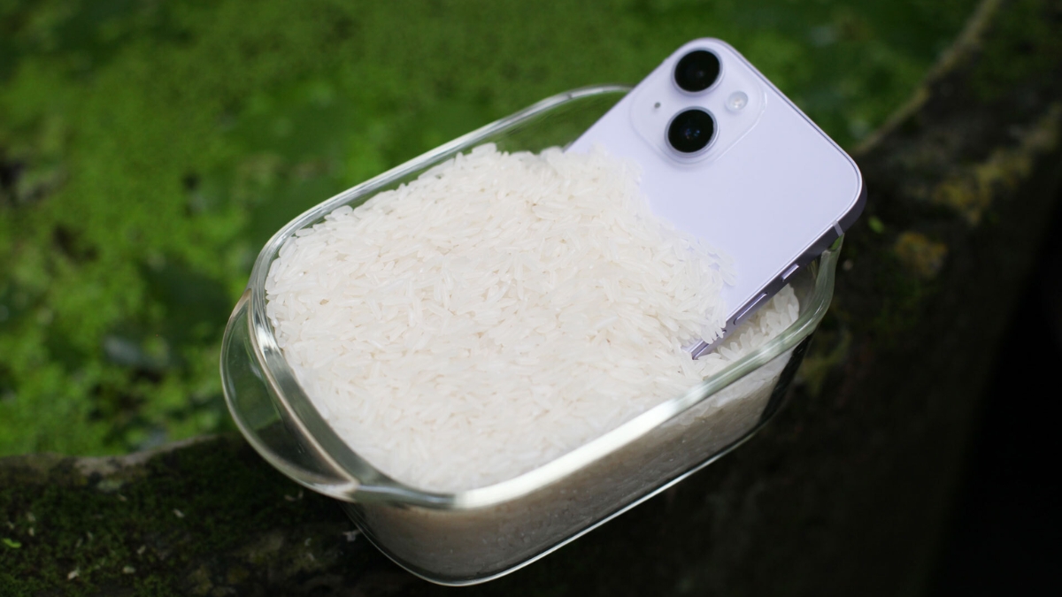 Kh&ocirc;ng cho iPhone v&agrave;o th&ugrave;ng gạo