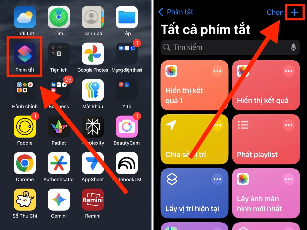 Nhấn v&agrave;o dấu + ở g&oacute;c tr&ecirc;n b&ecirc;n phải