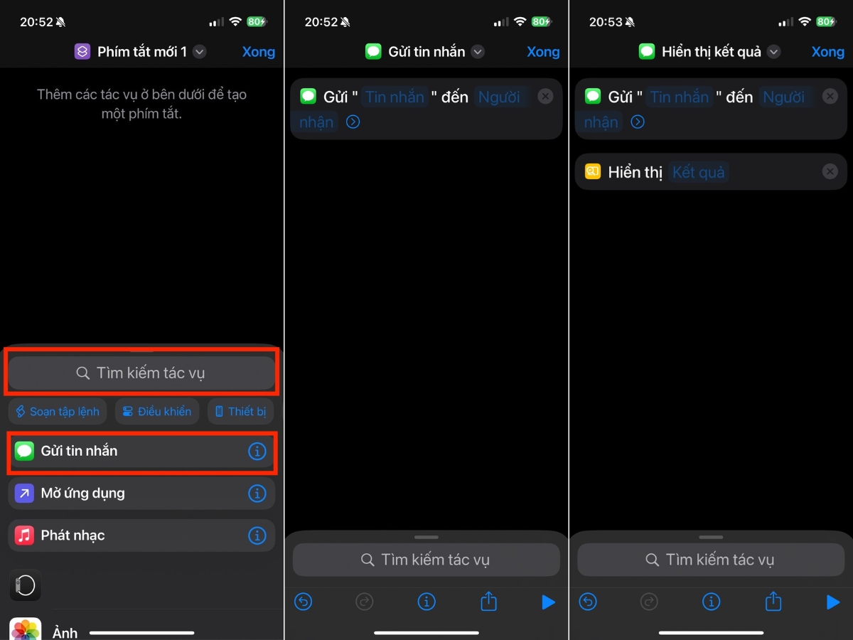 T&igrave;m kiếm h&agrave;nh động bạn muốn, bấm chọn rồi tuỳ chỉnh c&aacute;c bước