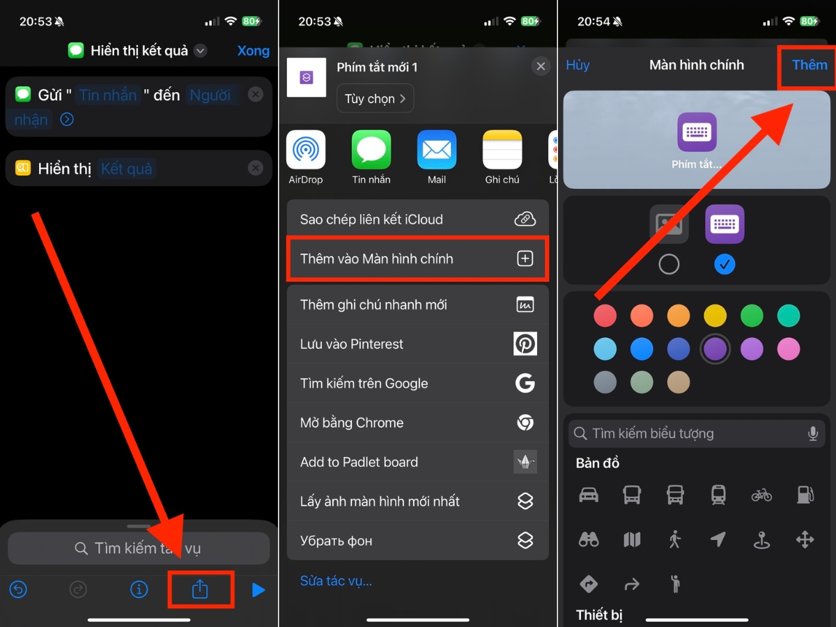 Đưa ph&iacute;m tắt ra M&agrave;n h&igrave;nh ch&iacute;nh