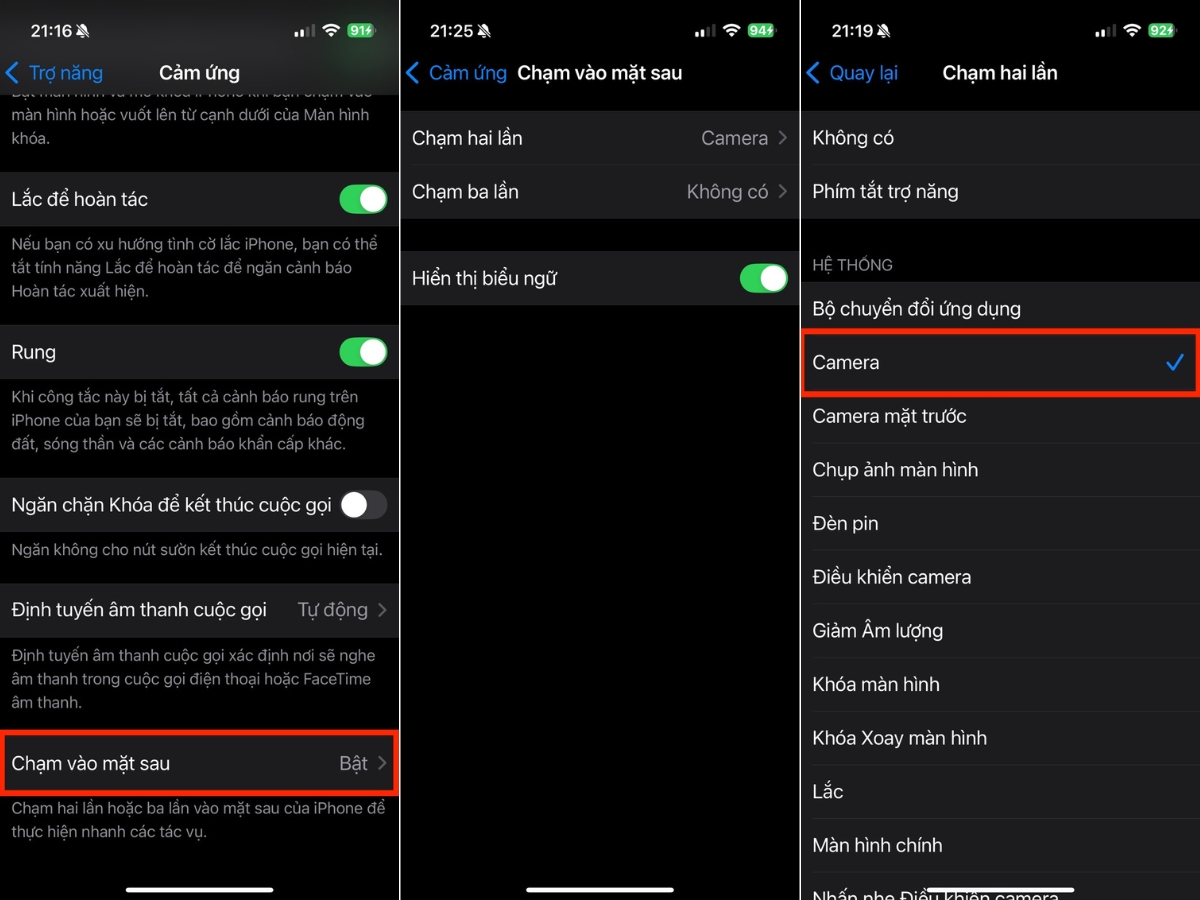 Tuỳ chọn chạm hai lần hoặc ba lần