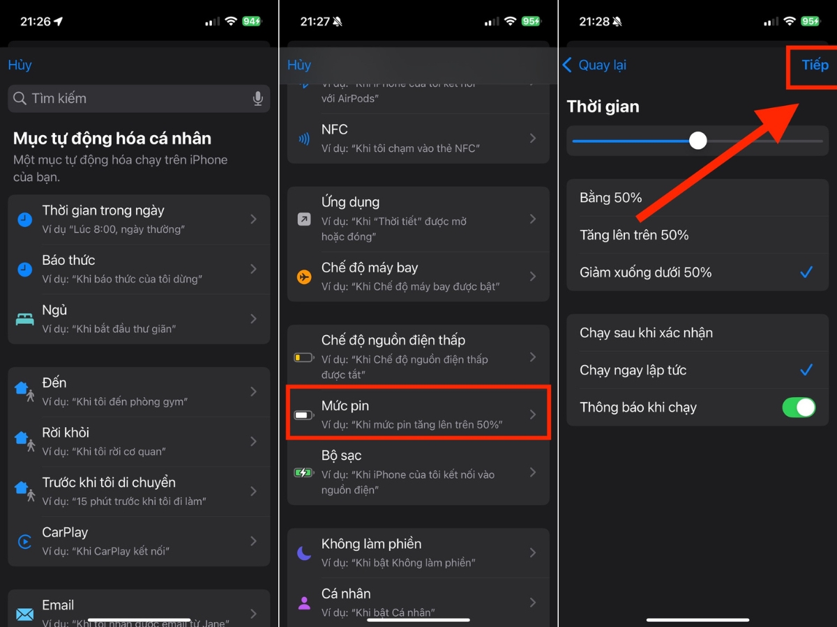 Chọn h&agrave;nh động mong muốn v&agrave; điều chỉnh