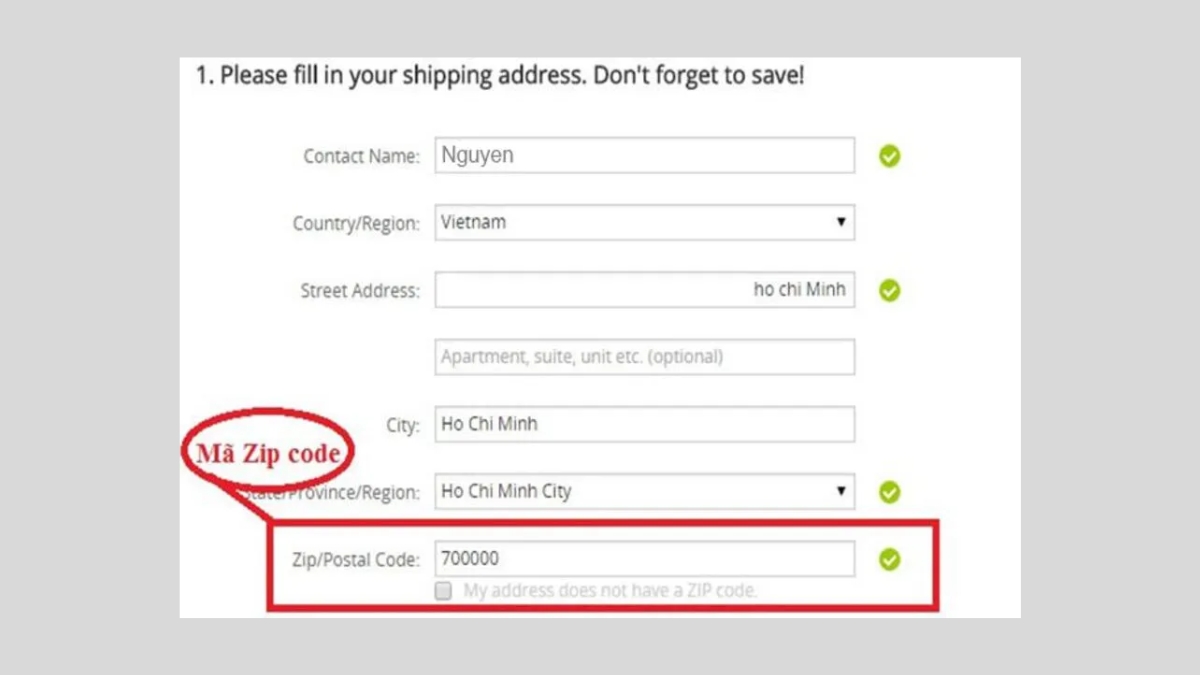 M&atilde; ZIP tr&ecirc;n iPhone l&agrave; m&atilde; bưu ch&iacute;nh