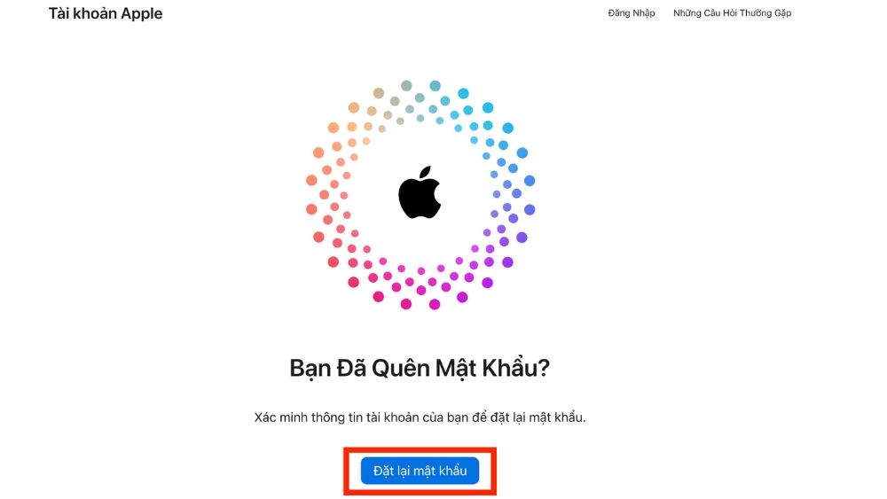 Chọn Đặt lại mật khẩu