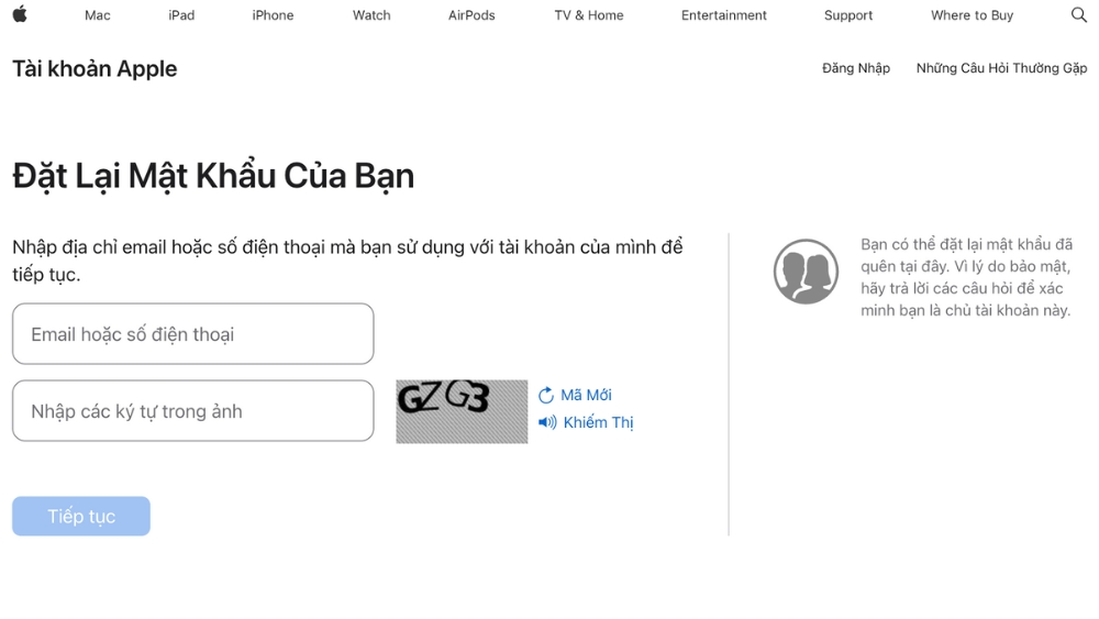 Nhập email hoặc số điện thoại li&ecirc;n kết với ID Apple