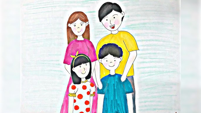 Tranh mẫu 1: Vẽ tranh chân dung gia đình