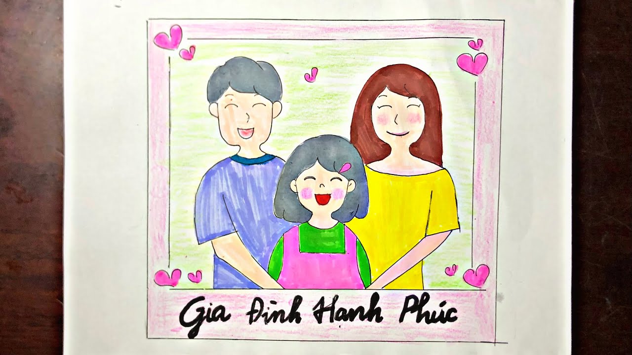 Tranh mẫu 1: Vẽ tranh chân dung gia đình