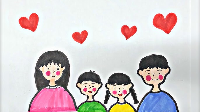 Tranh mẫu 1: Vẽ tranh chân dung gia đình