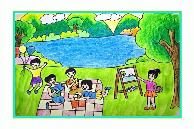 Vẽ tranh giúp bé thể hiện tình yêu thương với các thành viên trong gia đình một cách tự nhiên.