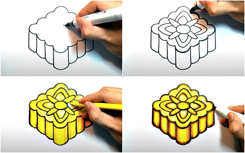 Vẽ tranh bánh Trung Thu đơn giản