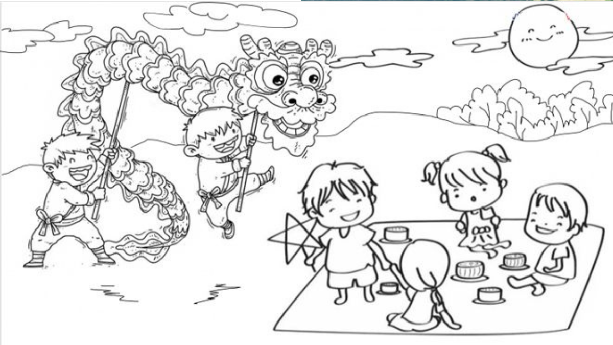 Tranh tô màu trung thu cho bé