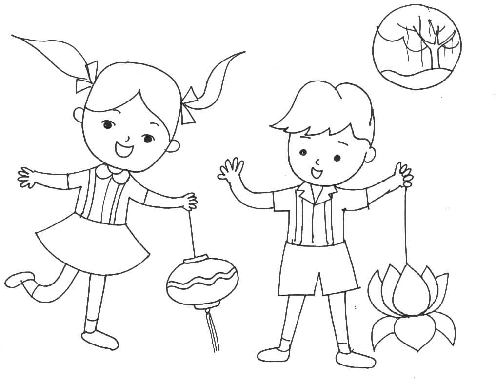 Tranh tô màu trung thu cho bé