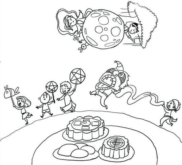 Tranh tô màu trung thu cho bé