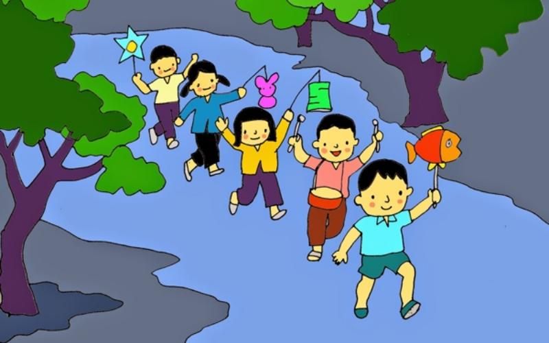 Mẫu 2: Tranh vẽ trung thu đơn giản