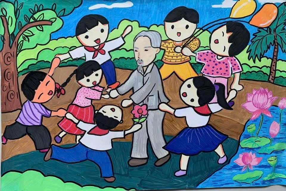 Tranh mẫu 12: Vẽ tranh Trung thu