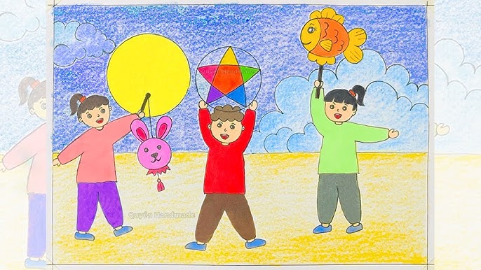 Mẫu 3: Tranh vẽ trung thu đơn giản