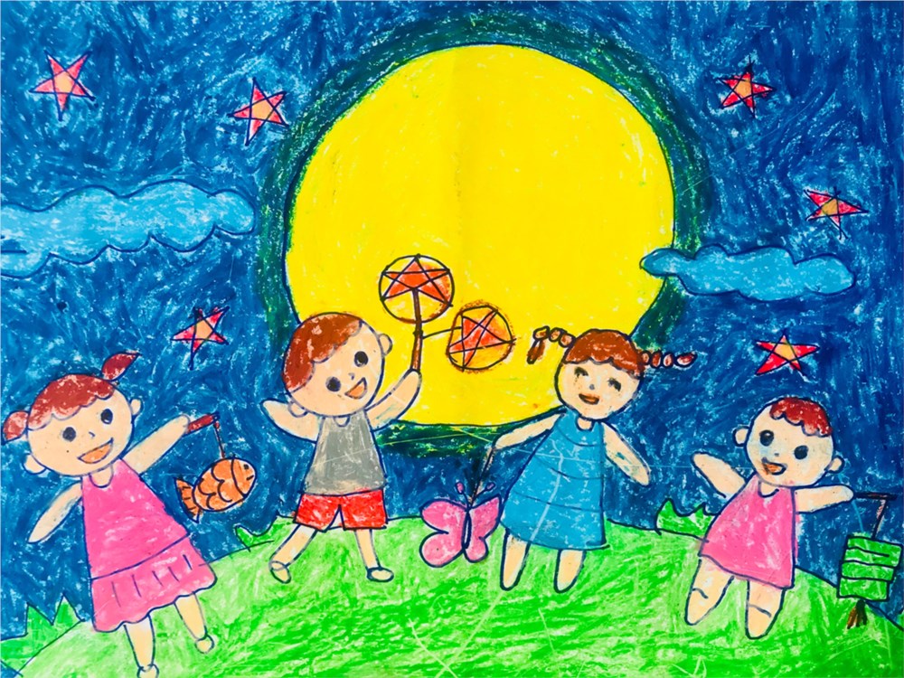 Tranh mẫu 22: Vẽ tranh Trung thu