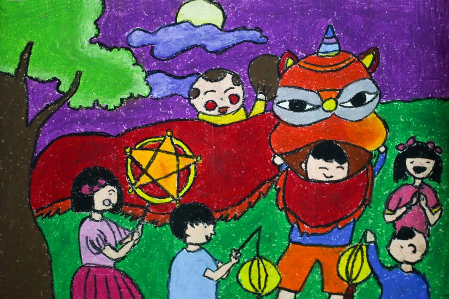 Tranh mẫu 29: Vẽ tranh Trung thu