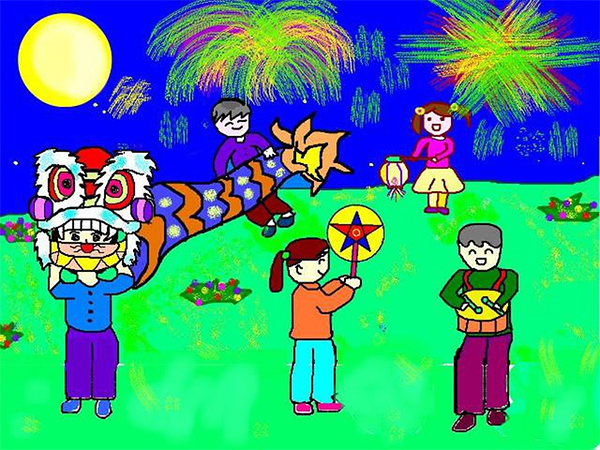 Tranh mẫu 31: Vẽ tranh Trung thu