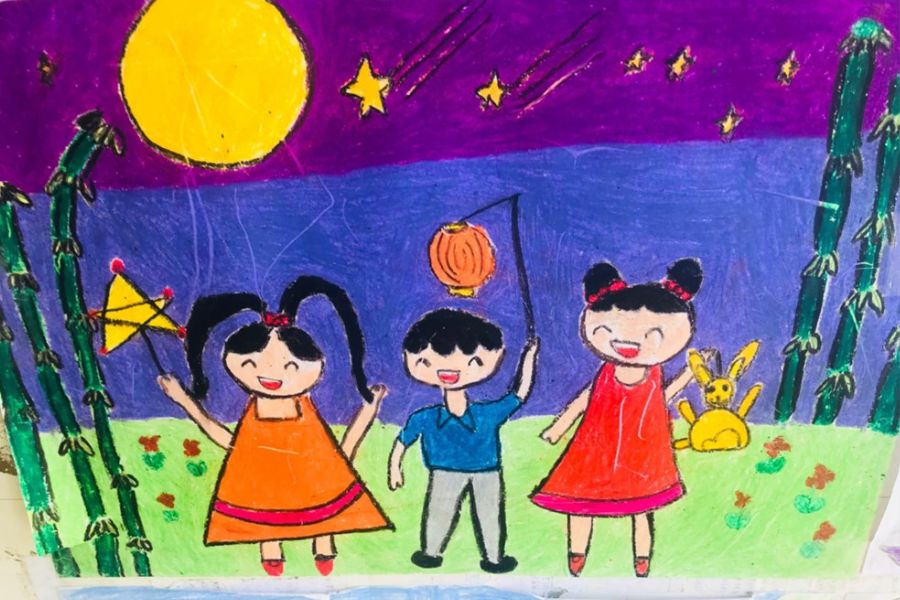 Mẫu 5: Tranh vẽ trung thu đơn giản