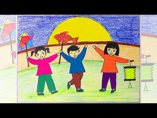 Mẫu 6: Tranh vẽ trung thu đơn giản