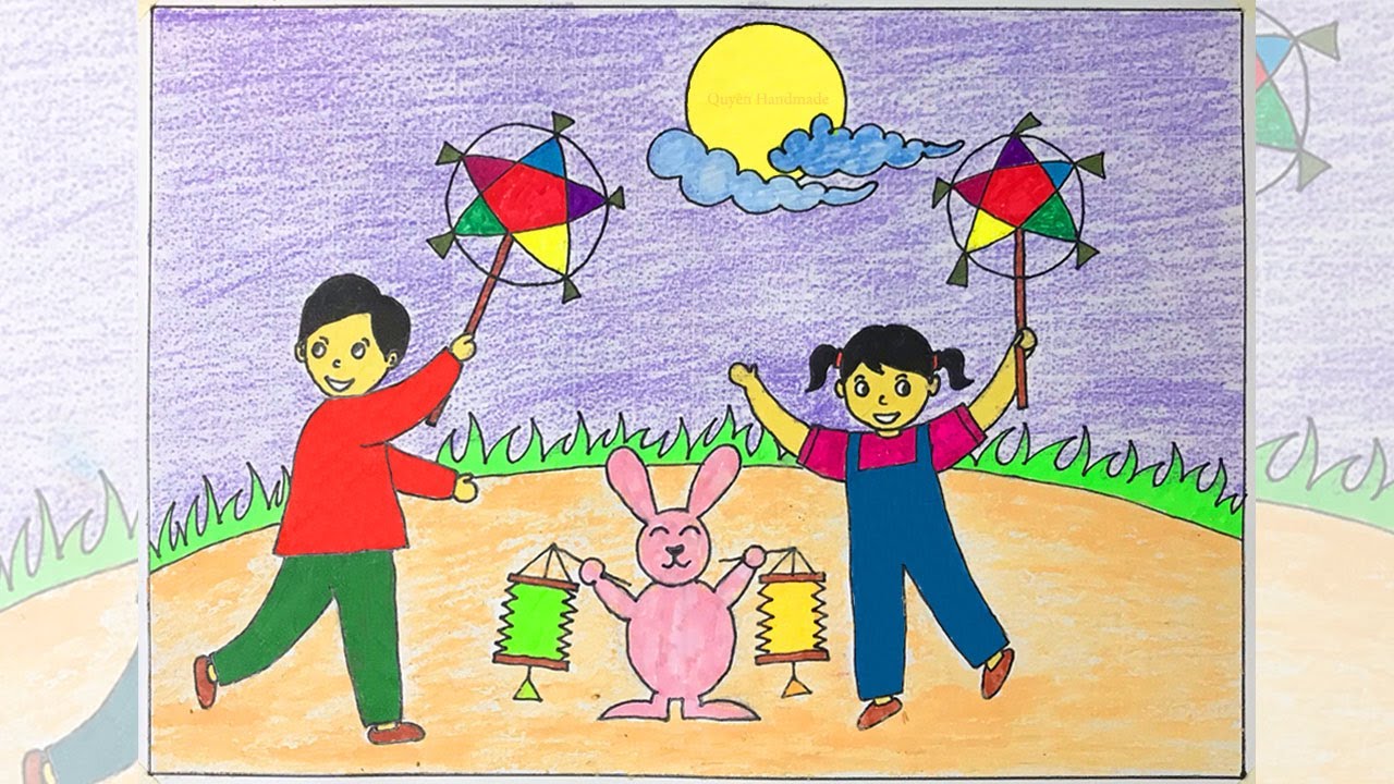 Mẫu 9: Tranh vẽ trung thu đơn giản